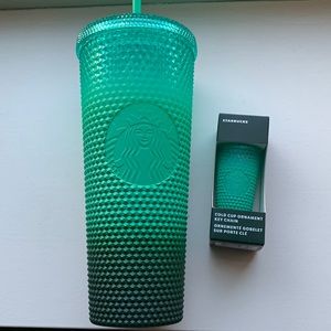 Starbucks Set 2022 Holiday Waxberry Green Ombré Venti & Key Chain